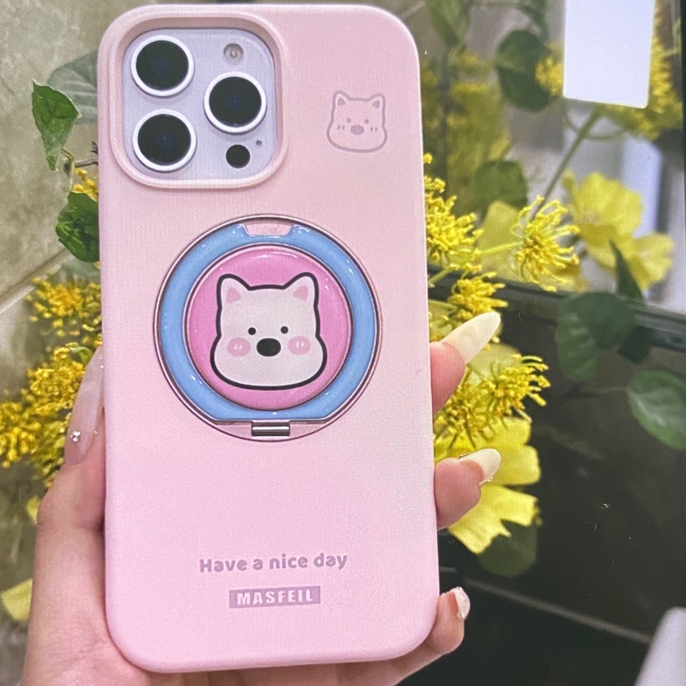 Pink Phone Case with Cute Dog Design
